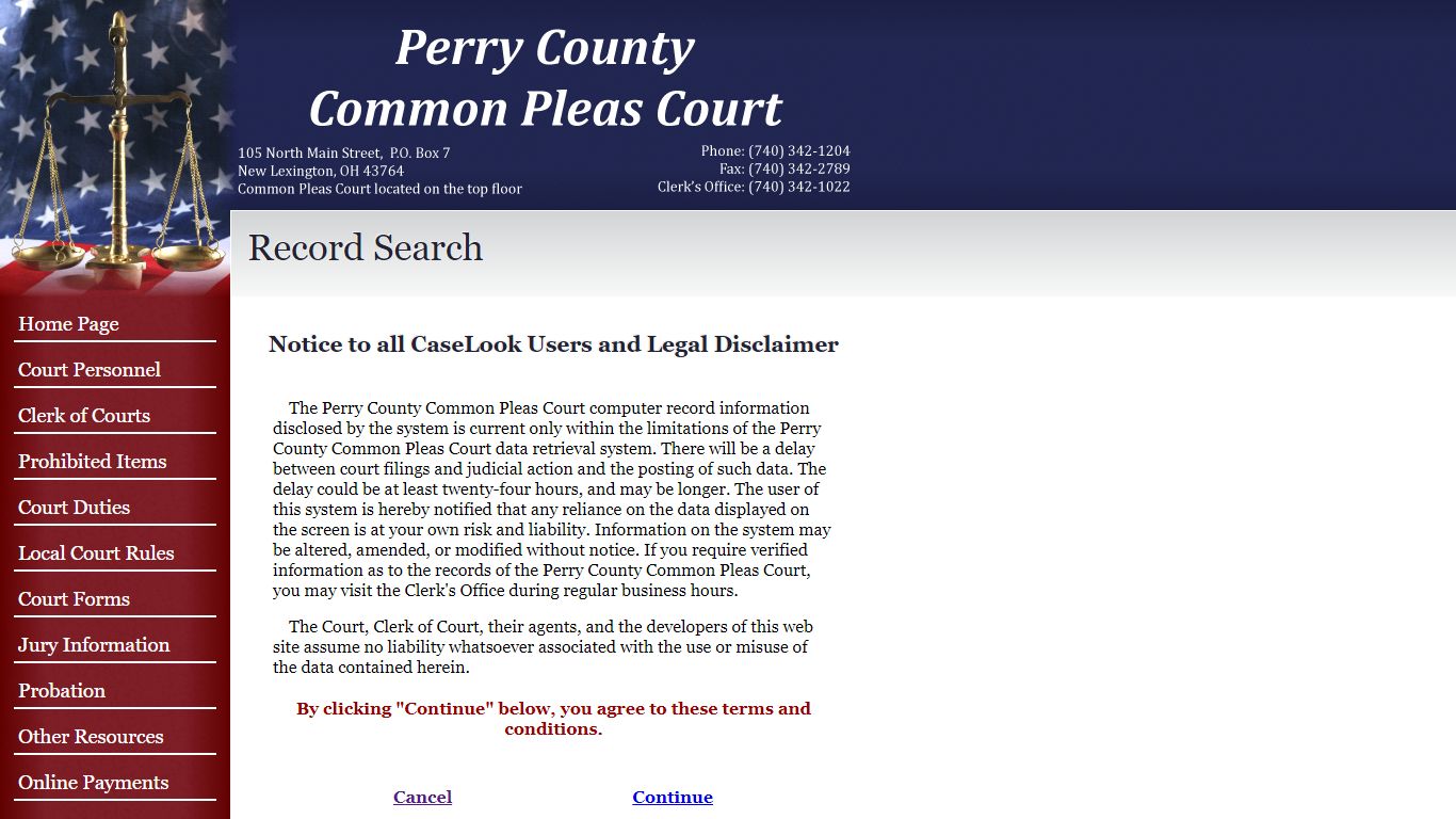 Perry County Common Pleas Court - Record Search