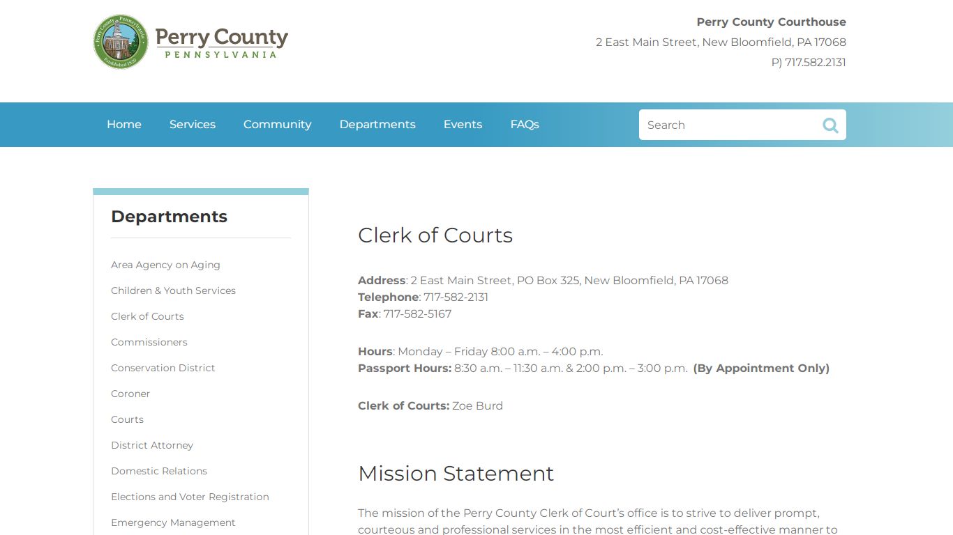 Clerk of Courts - Perry County, PA